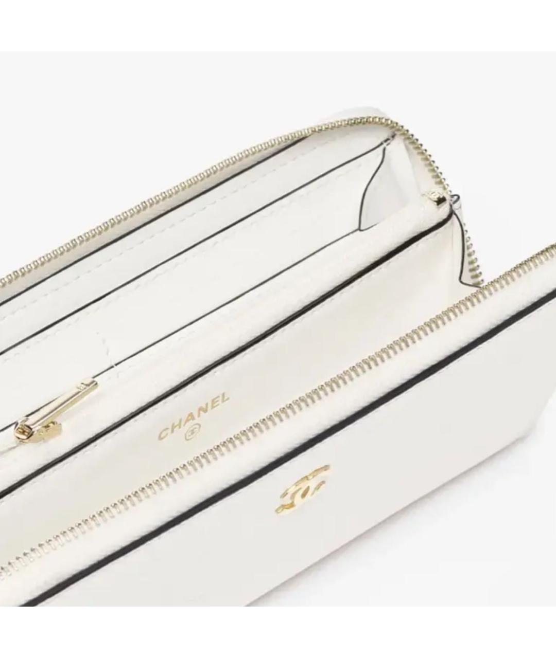 CHANEL Белый кожаный кошелек, фото 3