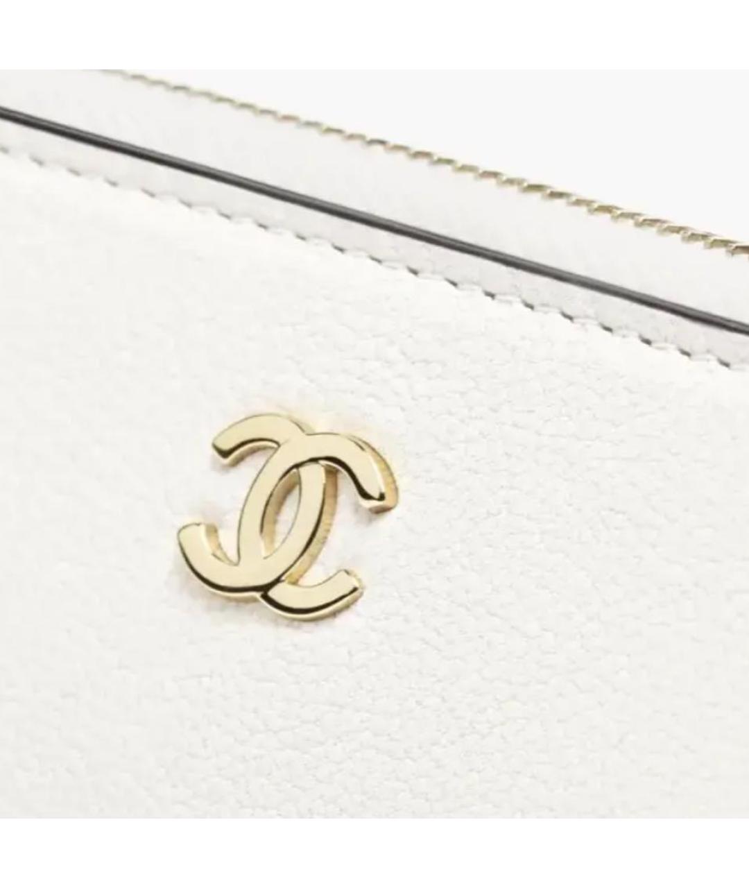 CHANEL Белый кожаный кошелек, фото 4