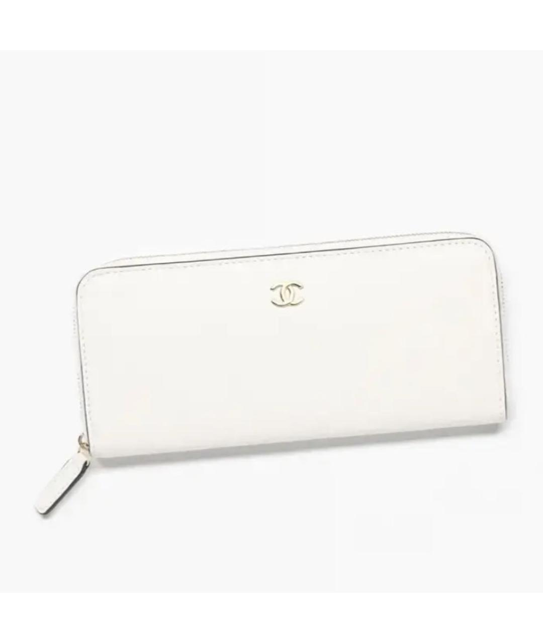 CHANEL Белый кожаный кошелек, фото 6