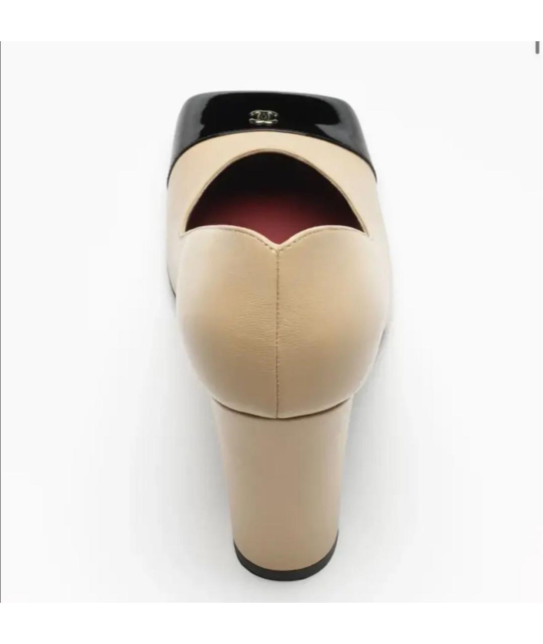 CHANEL Бежевые кожаные туфли, фото 4