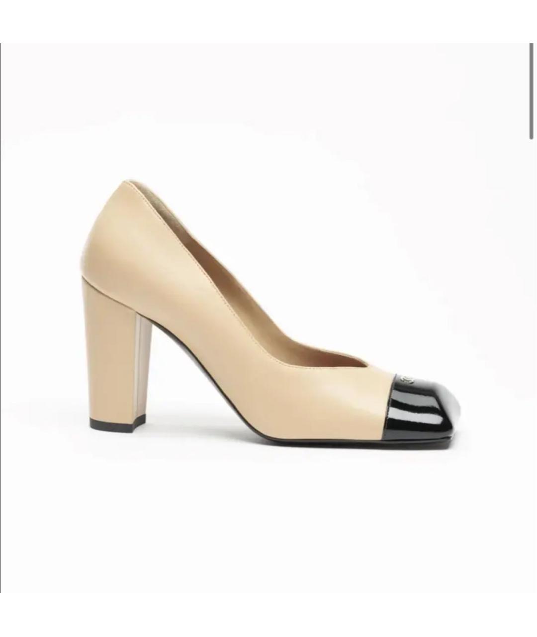 CHANEL Бежевые кожаные туфли, фото 6