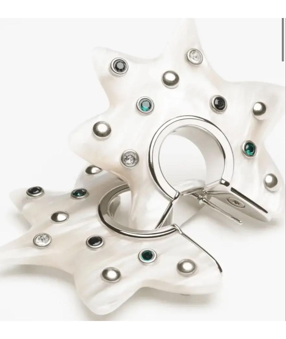 CHANEL Белые металлические серьги, фото 2