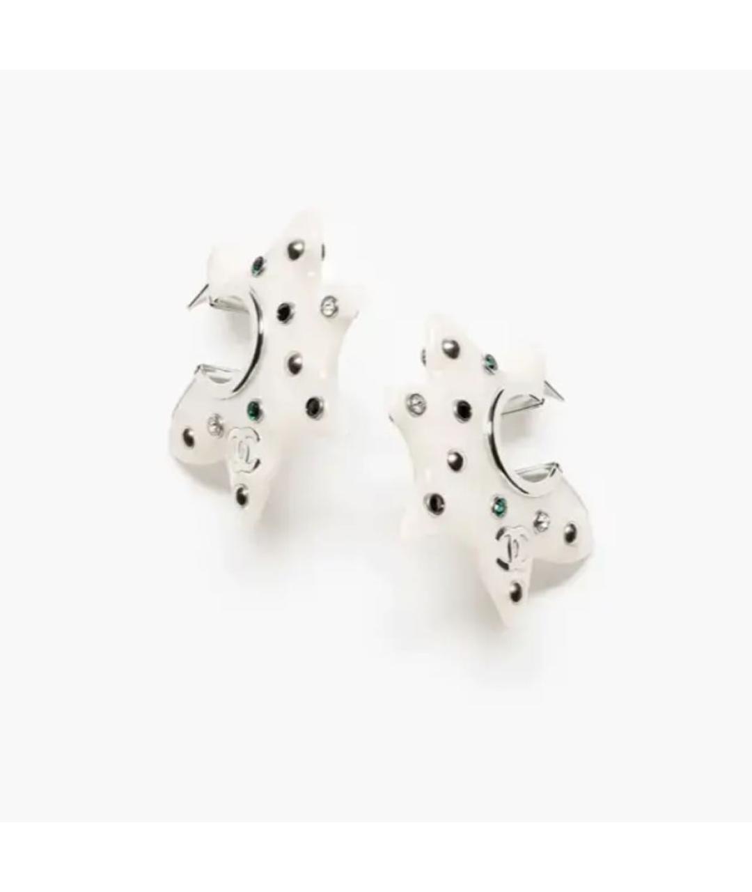 CHANEL Белые металлические серьги, фото 3