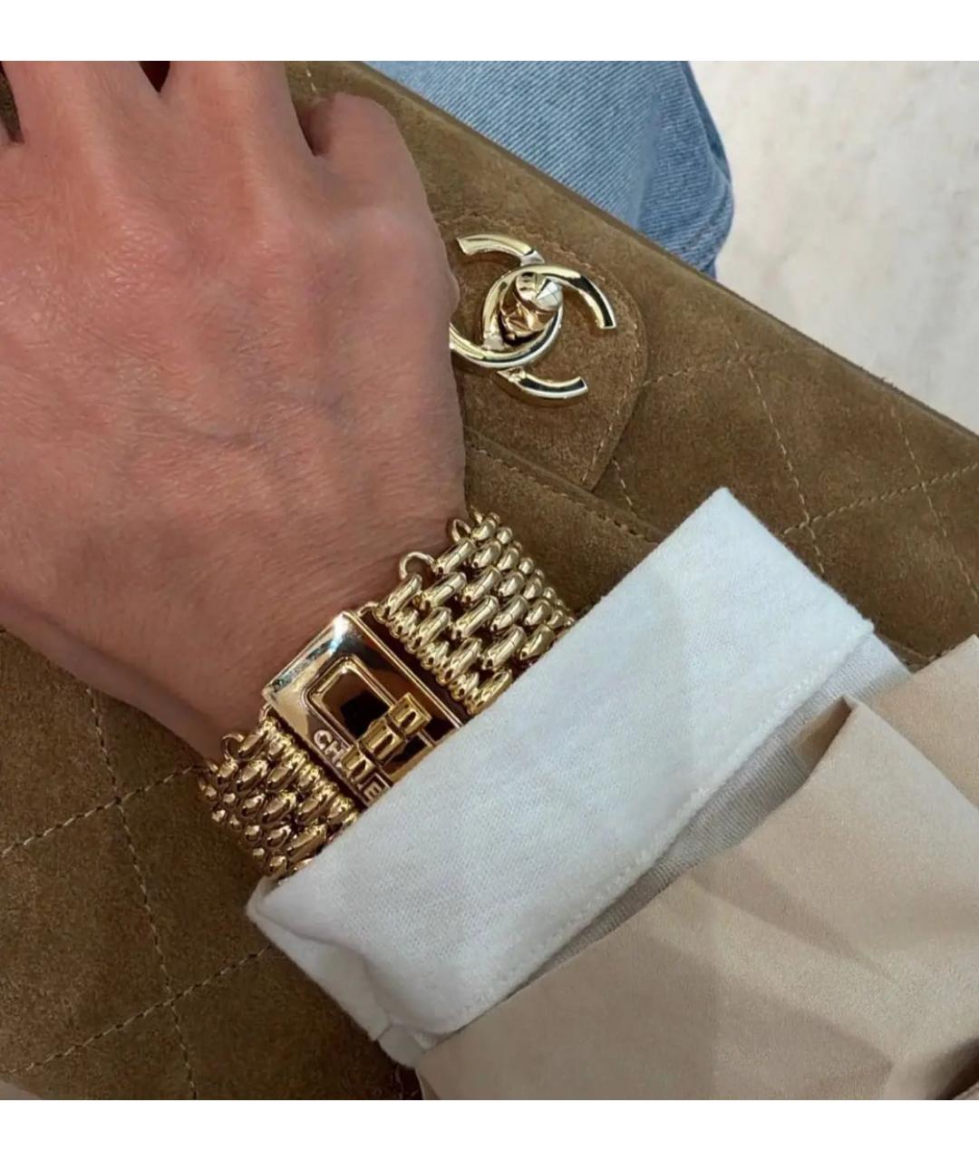 CHANEL Золотой металлический браслет, фото 4