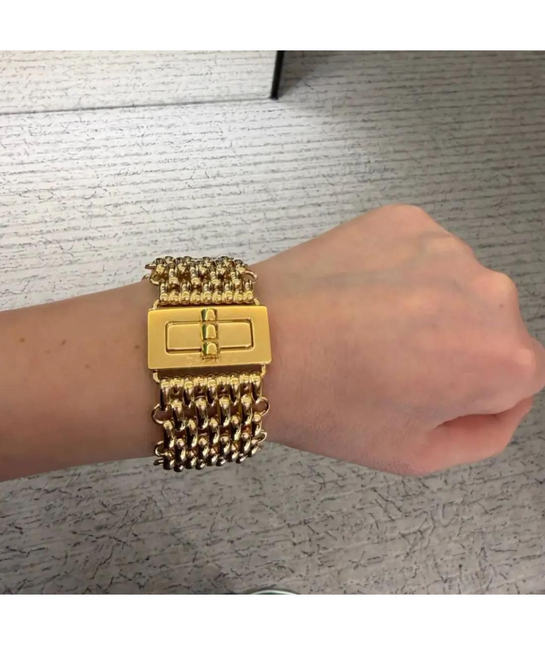 CHANEL Золотой металлический браслет, фото 2