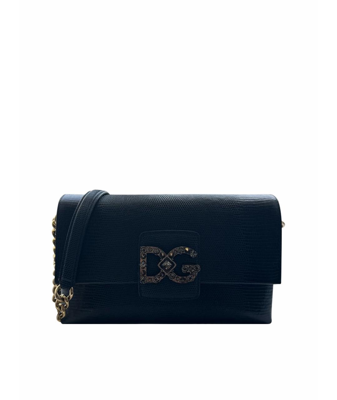 DOLCE&GABBANA Темно-синяя кожаная сумка через плечо, фото 8