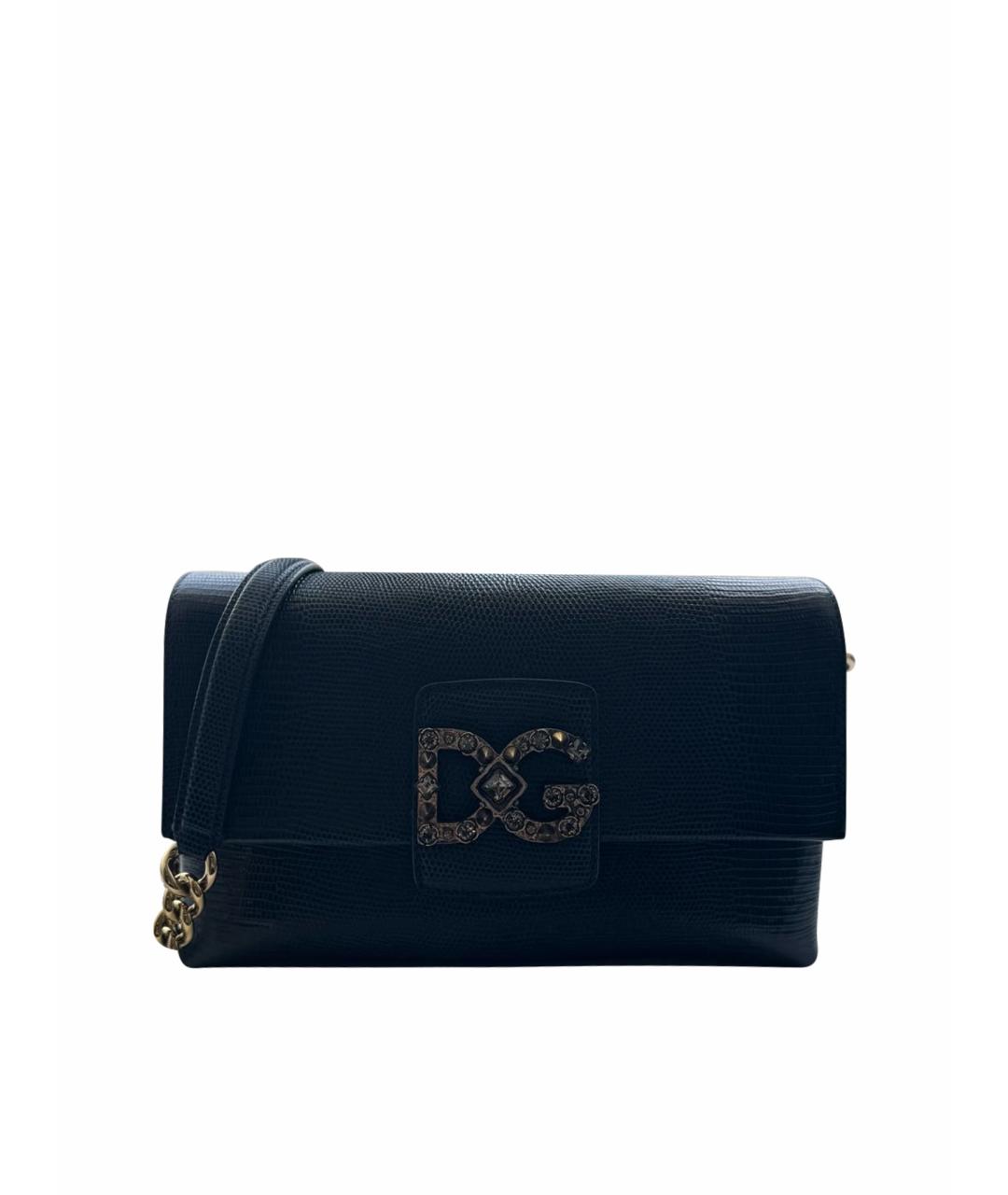 DOLCE&GABBANA Темно-синяя кожаная сумка через плечо, фото 1