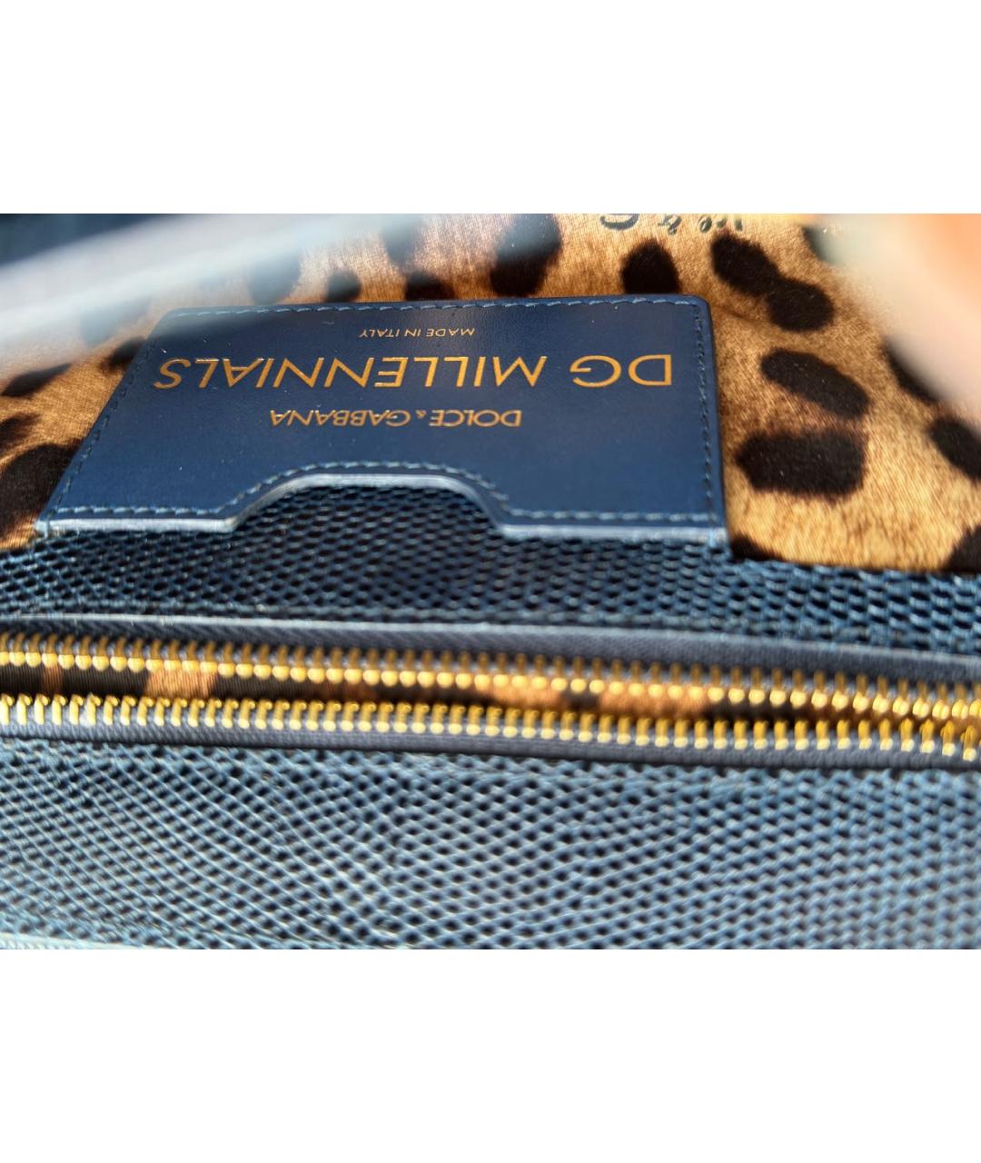 DOLCE&GABBANA Темно-синяя кожаная сумка через плечо, фото 5