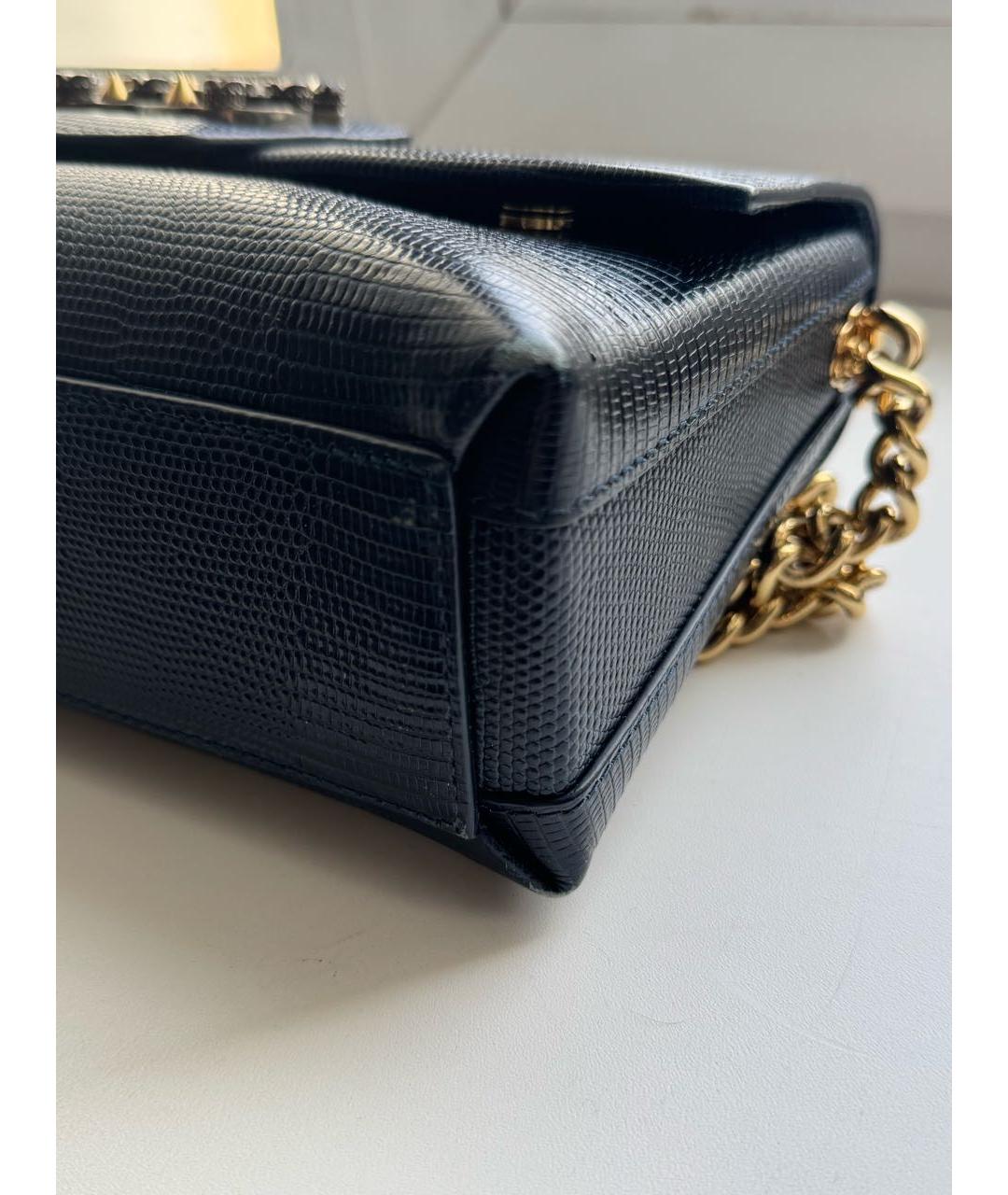 DOLCE&GABBANA Темно-синяя кожаная сумка через плечо, фото 7