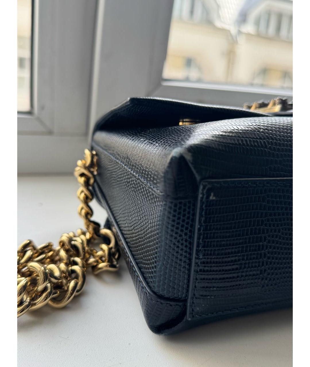 DOLCE&GABBANA Темно-синяя кожаная сумка через плечо, фото 6