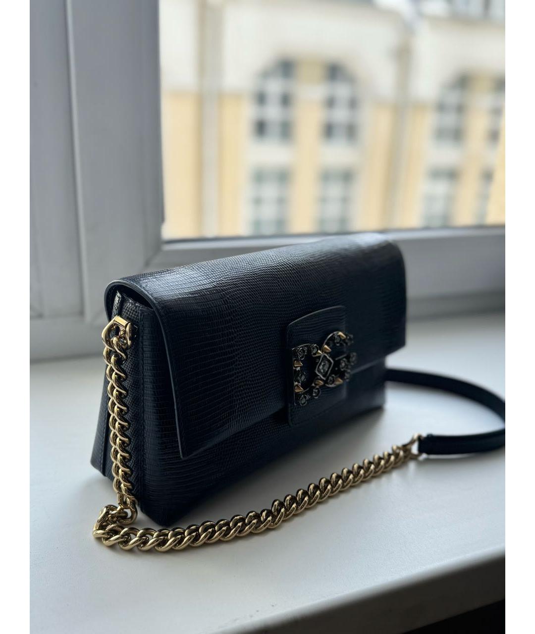 DOLCE&GABBANA Темно-синяя кожаная сумка через плечо, фото 2