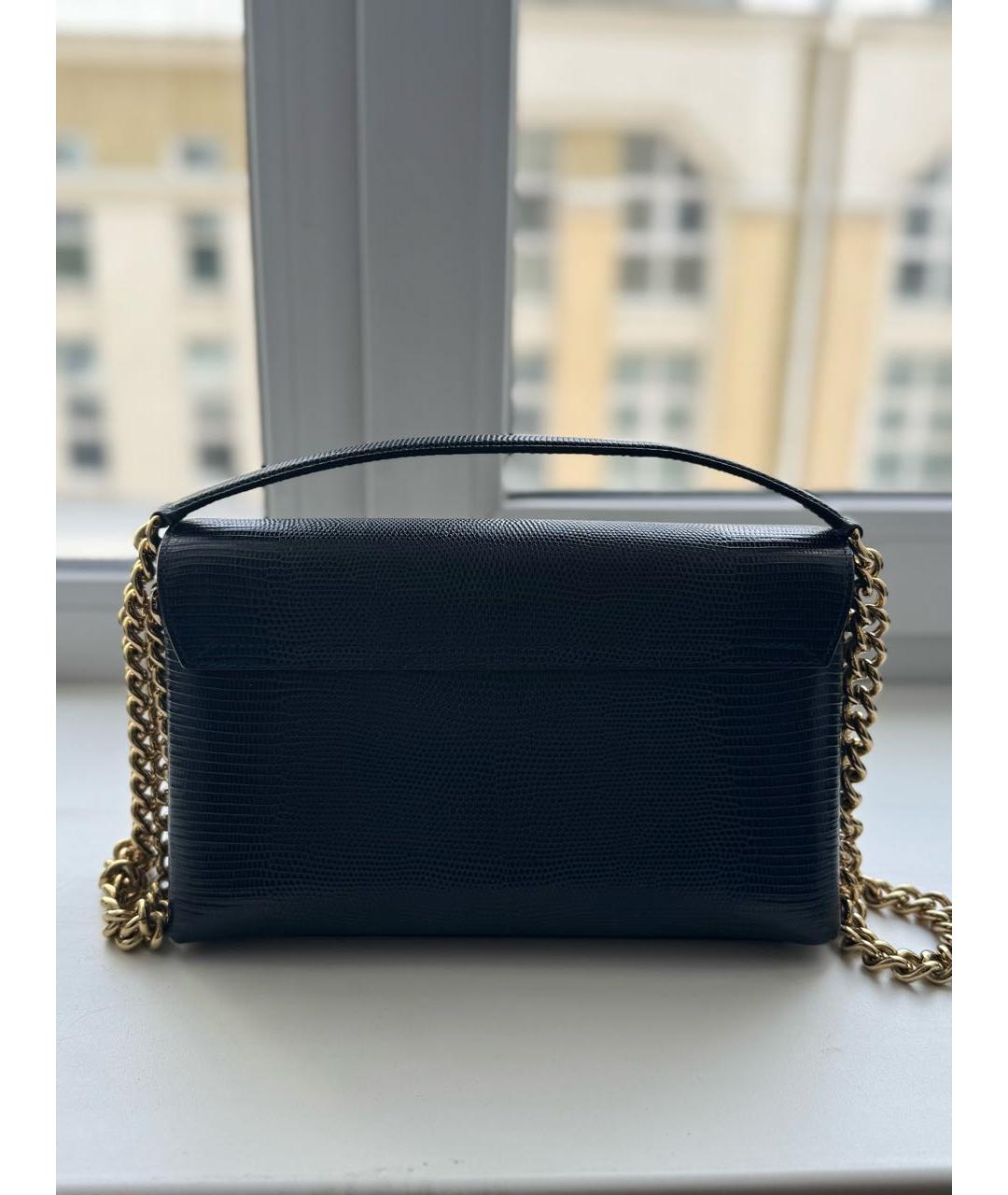 DOLCE&GABBANA Темно-синяя кожаная сумка через плечо, фото 3