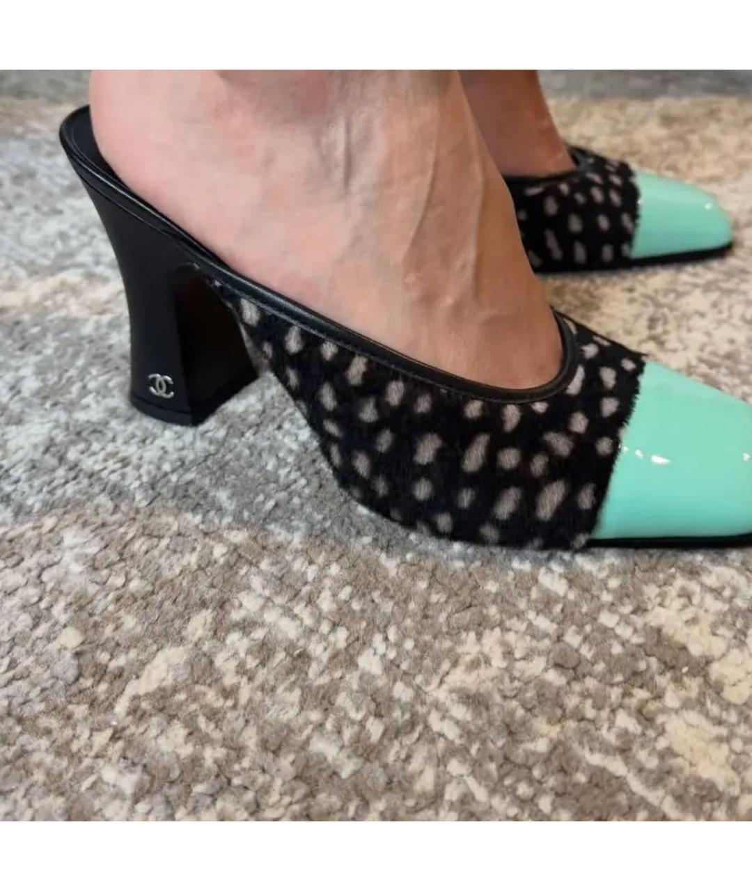 CHANEL Черные текстильные мюли, фото 6