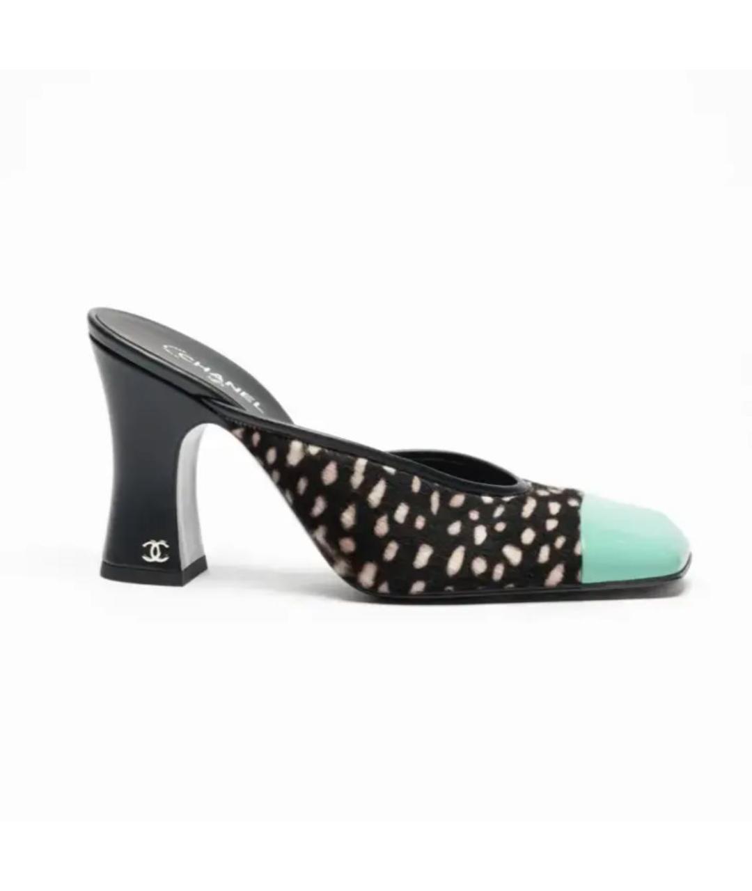 CHANEL Черные текстильные мюли, фото 8