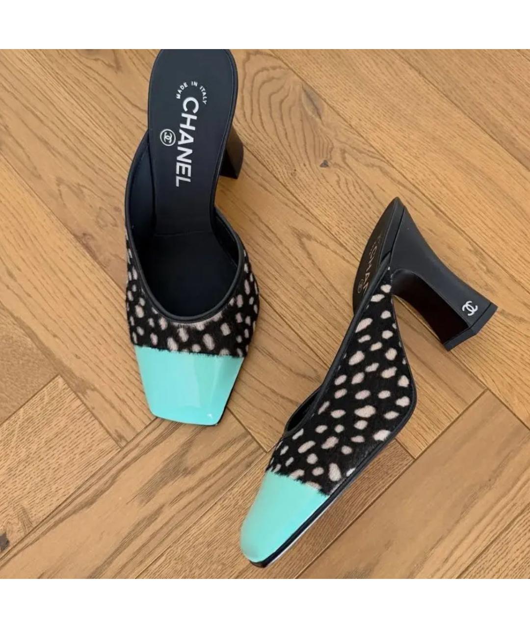 CHANEL Черные текстильные мюли, фото 7