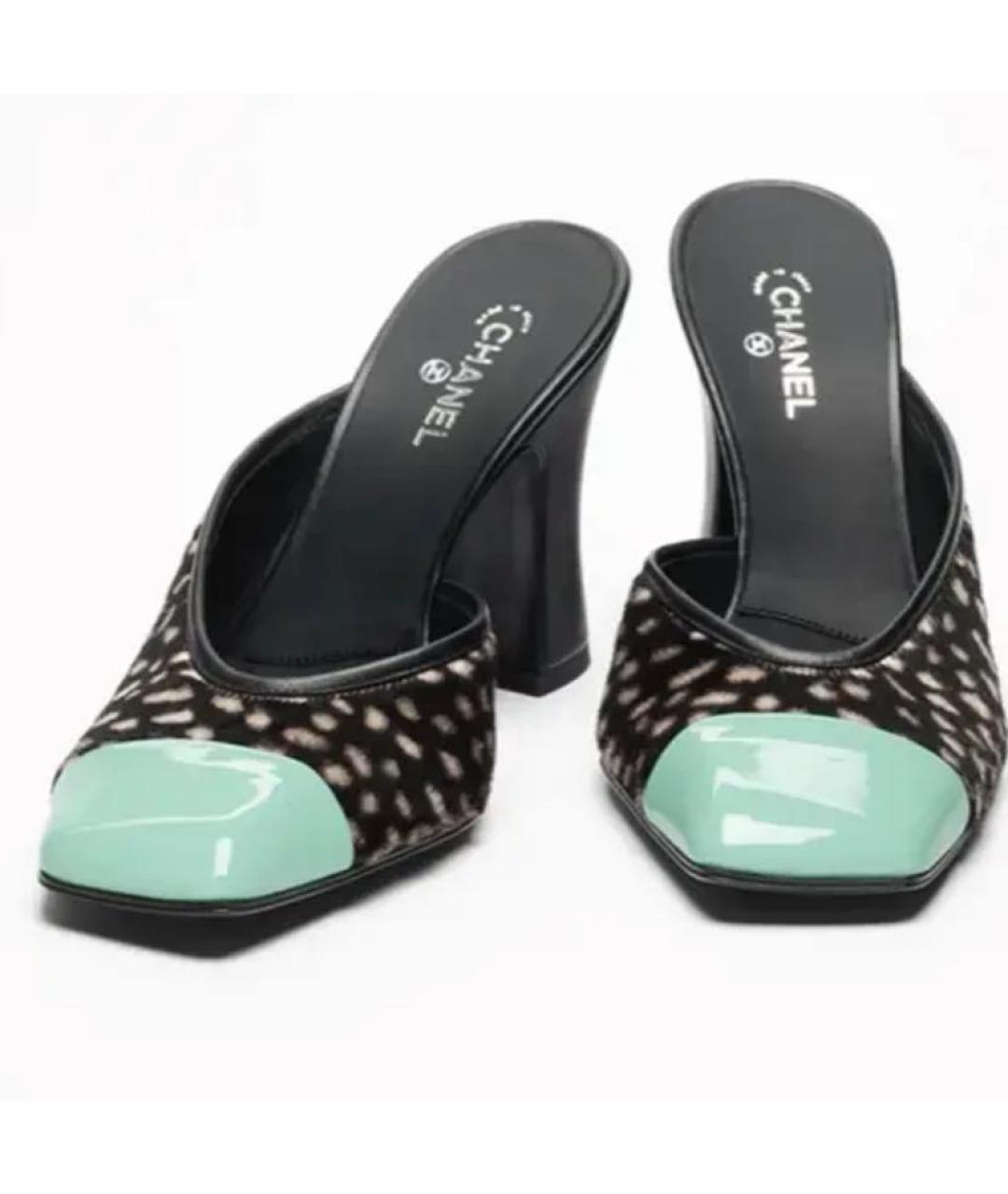 CHANEL Черные текстильные мюли, фото 3