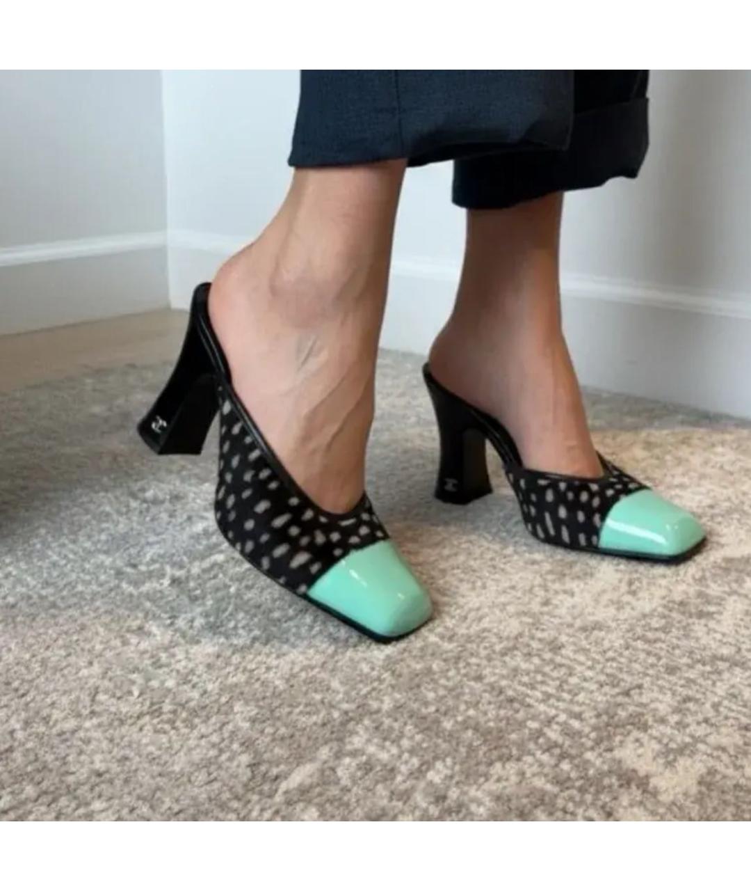 CHANEL Черные текстильные мюли, фото 5