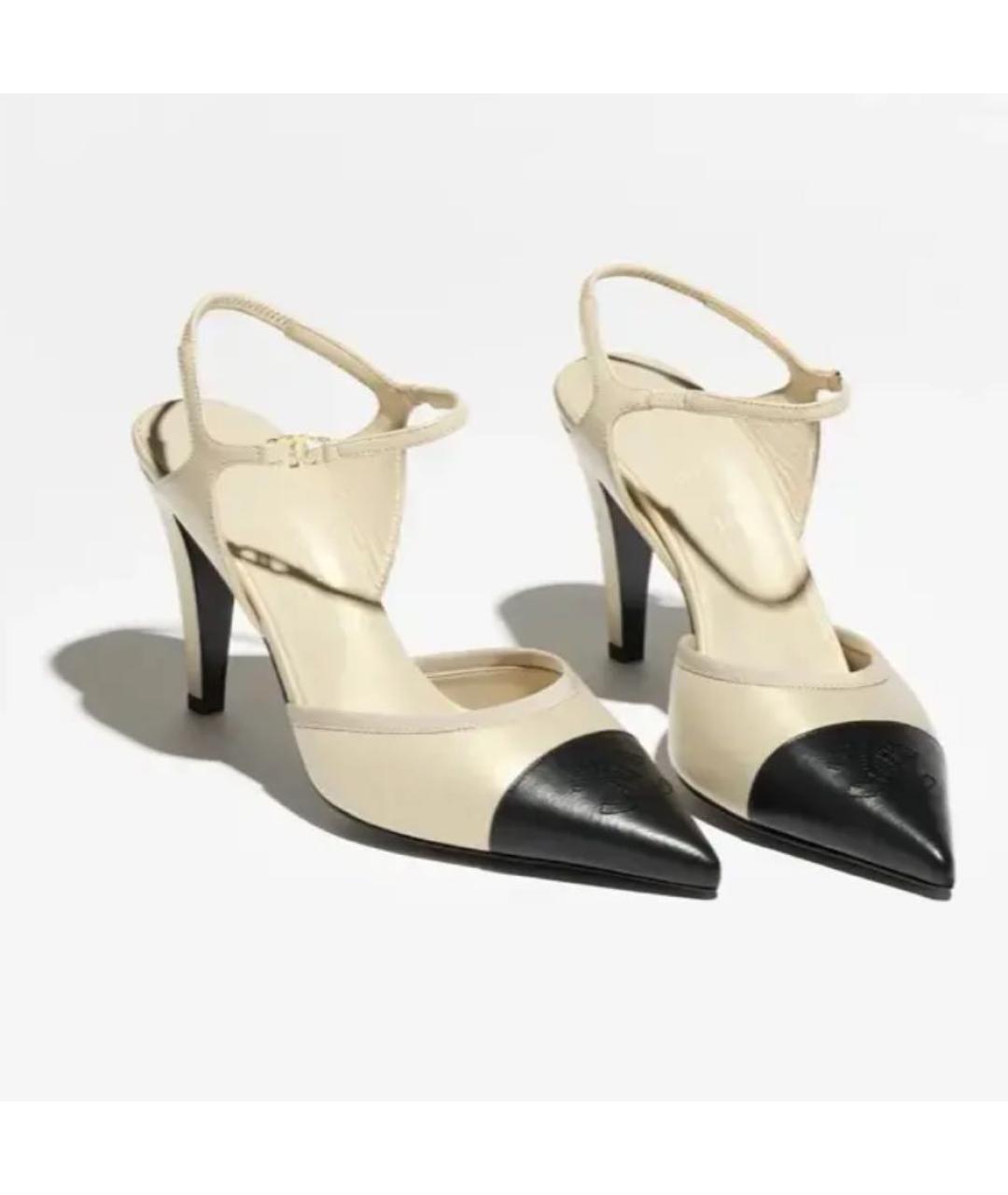 CHANEL Бежевые кожаные туфли, фото 3