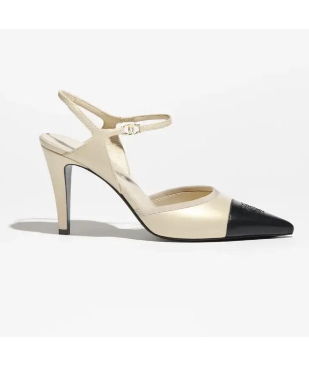 CHANEL Бежевые кожаные туфли, фото 6