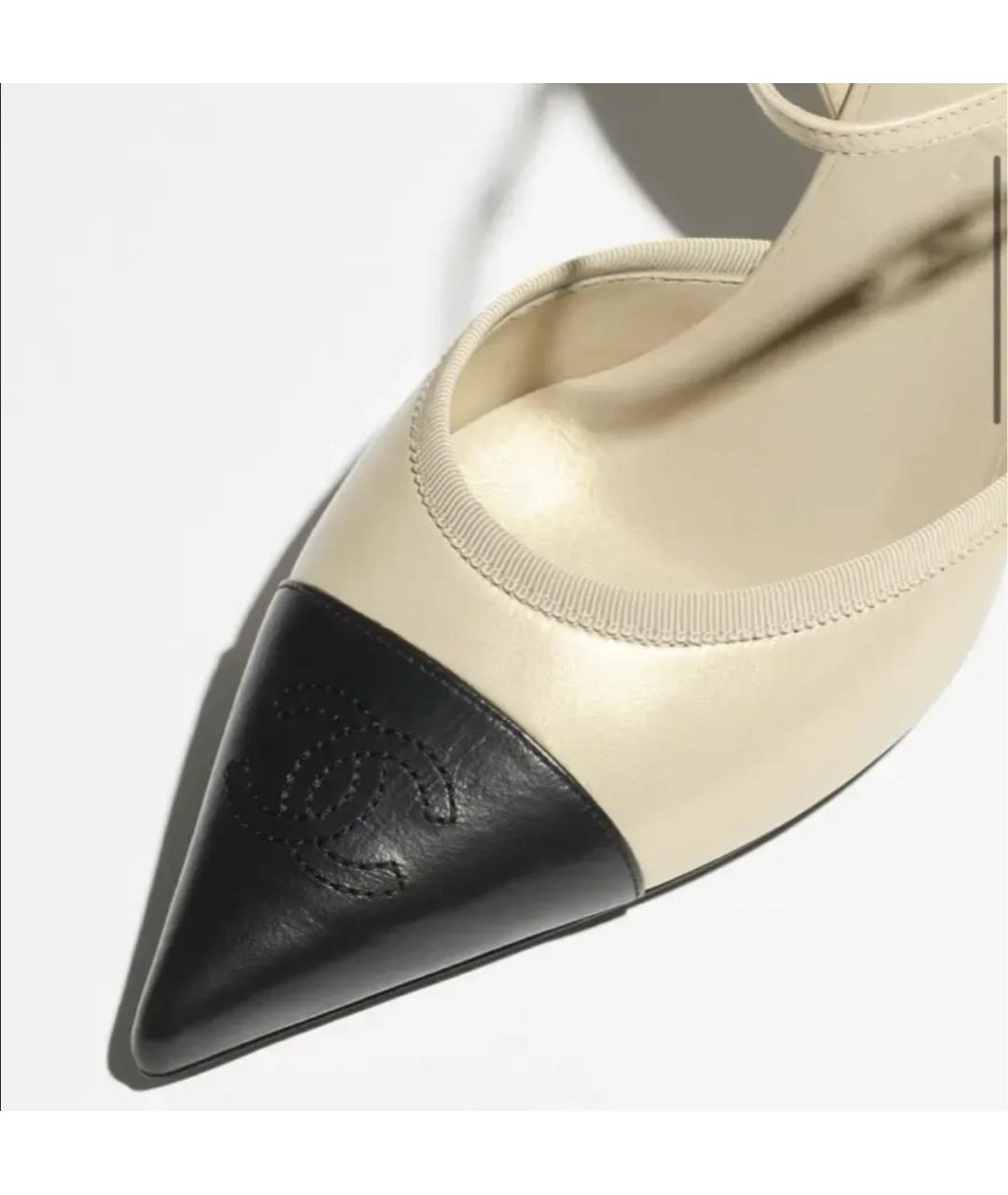 CHANEL Бежевые кожаные туфли, фото 4