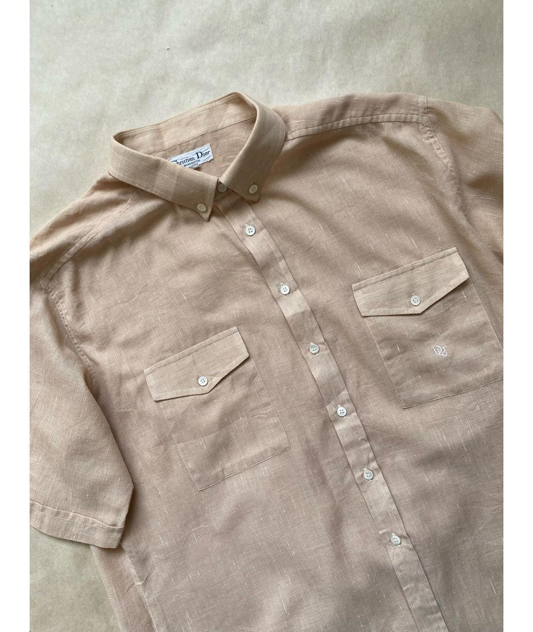 CHRISTIAN DIOR Бежевая хлопко-полиэстеровая кэжуал рубашка, фото 8