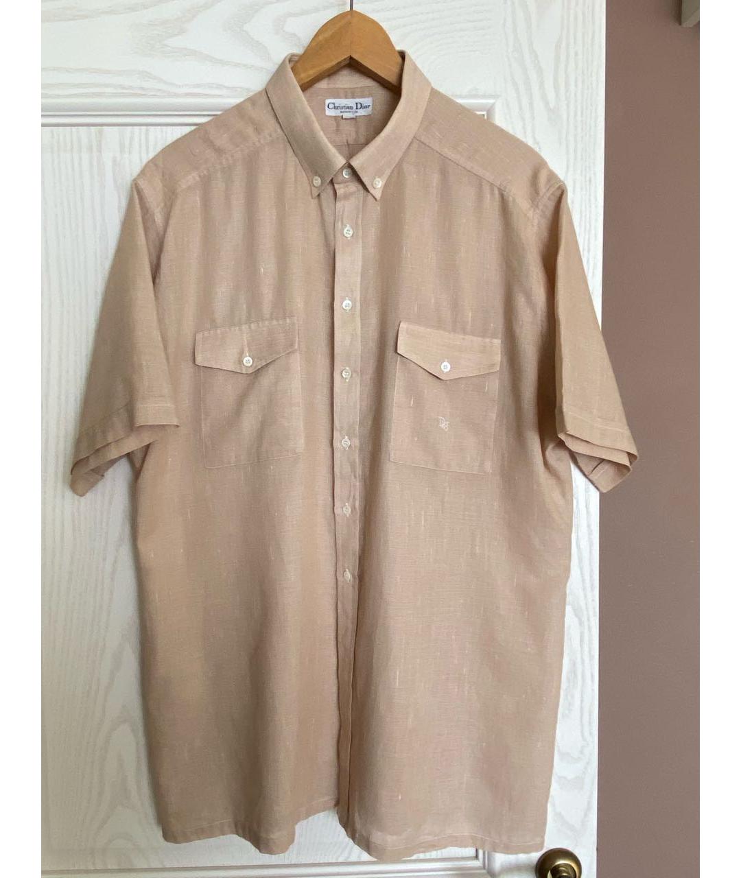 CHRISTIAN DIOR Бежевая хлопко-полиэстеровая кэжуал рубашка, фото 9