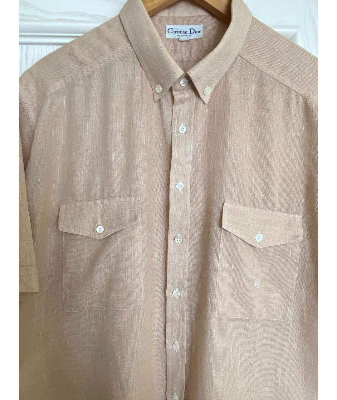CHRISTIAN DIOR Бежевая хлопко-полиэстеровая кэжуал рубашка, фото 4