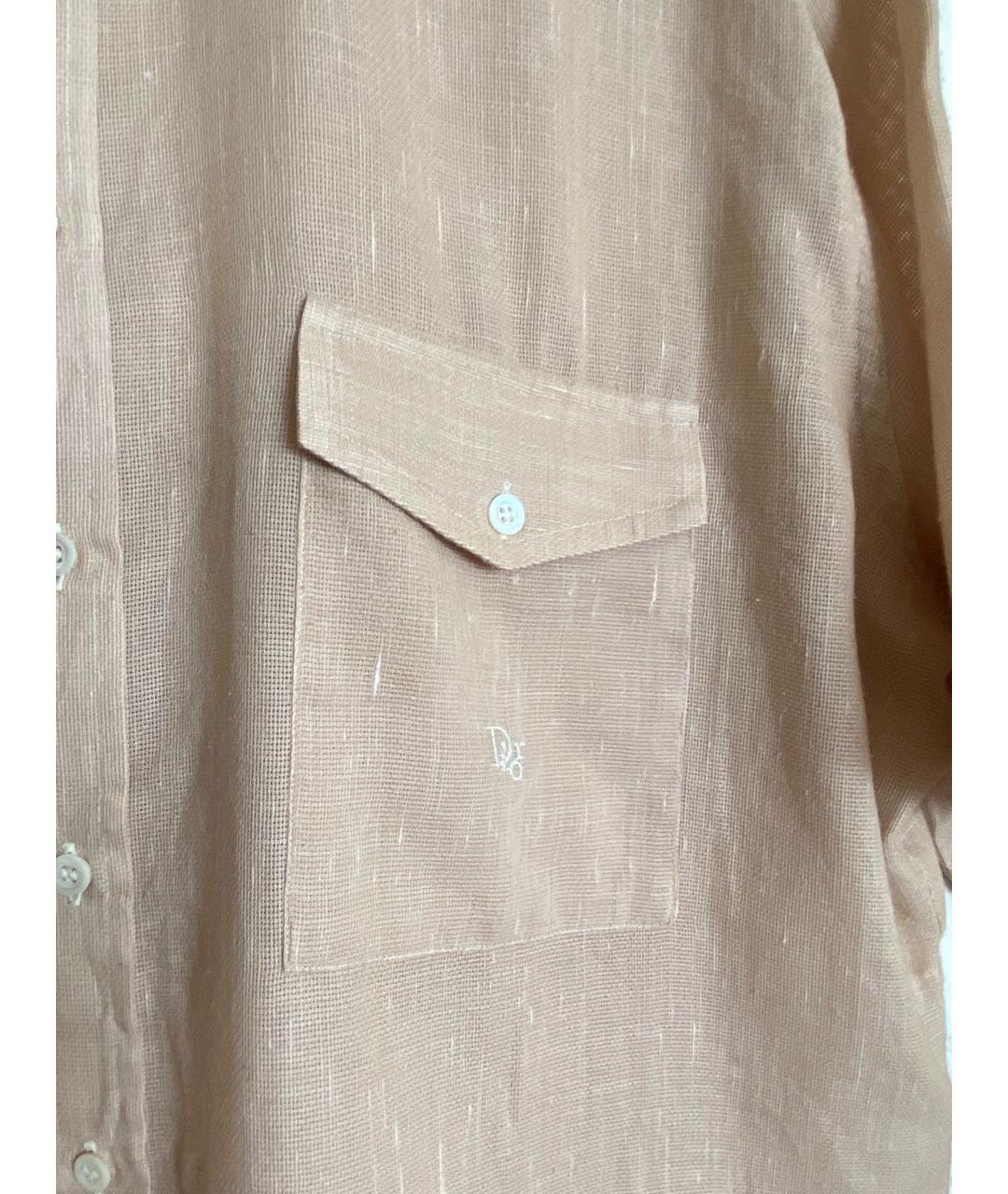 CHRISTIAN DIOR Бежевая хлопко-полиэстеровая кэжуал рубашка, фото 5