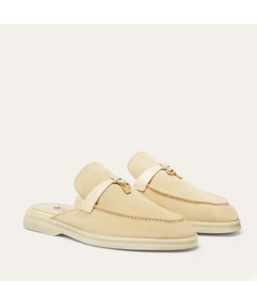 LORO PIANA Бежевые замшевые лоферы, фото 6