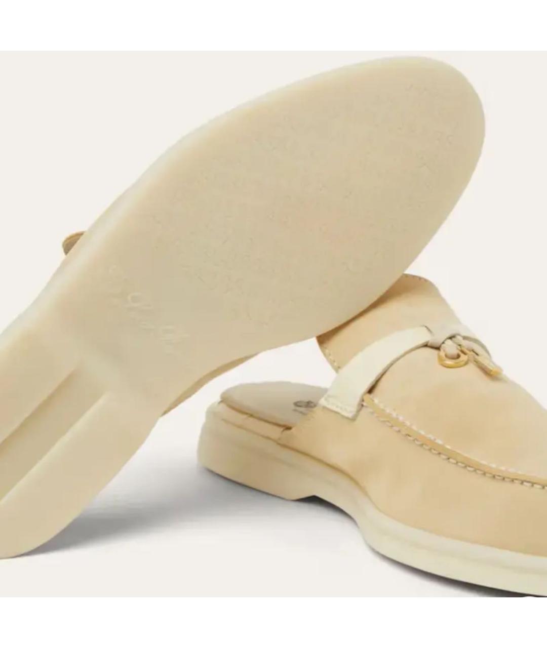 LORO PIANA Бежевые замшевые лоферы, фото 3