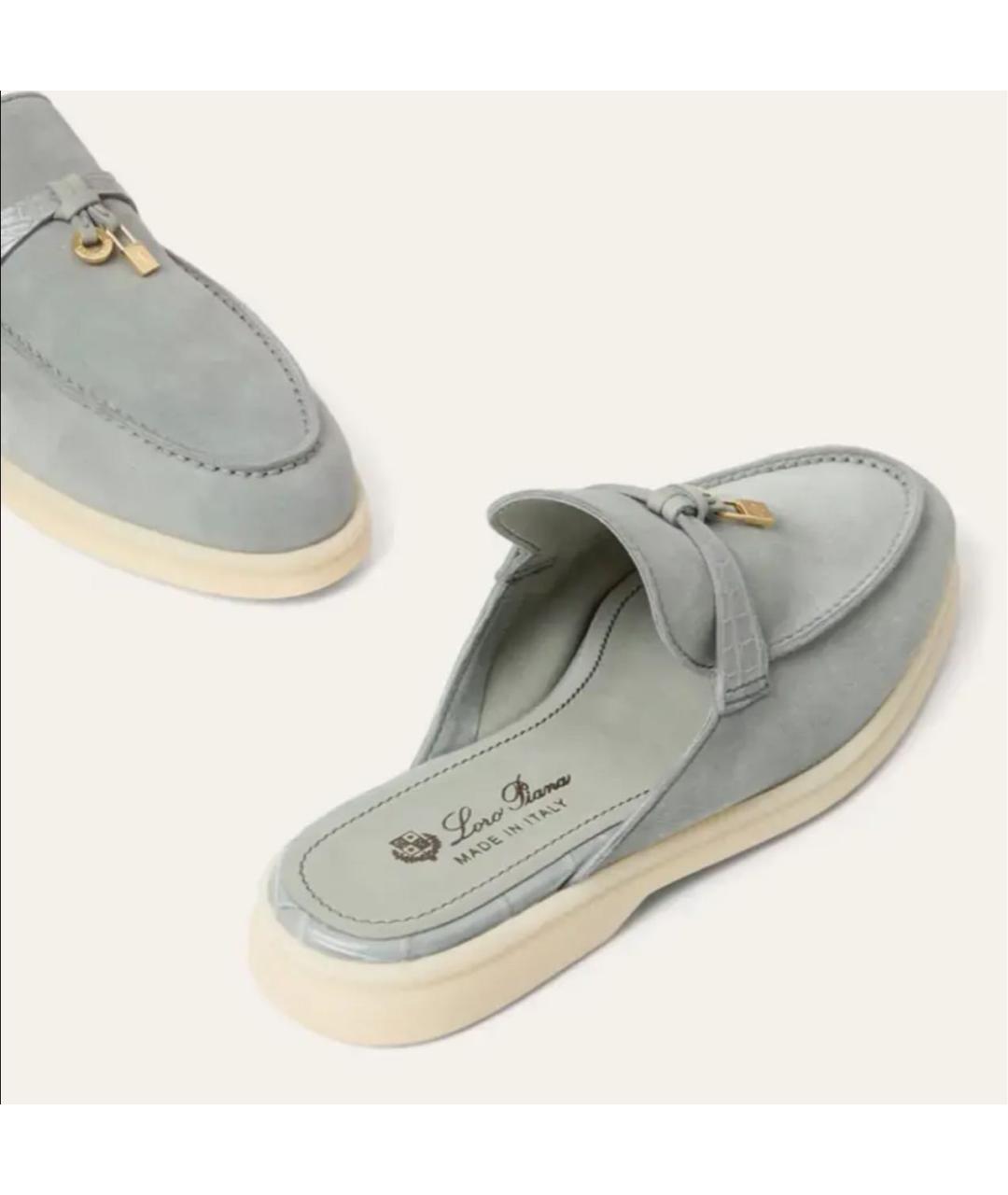 LORO PIANA Серые замшевые лоферы, фото 5