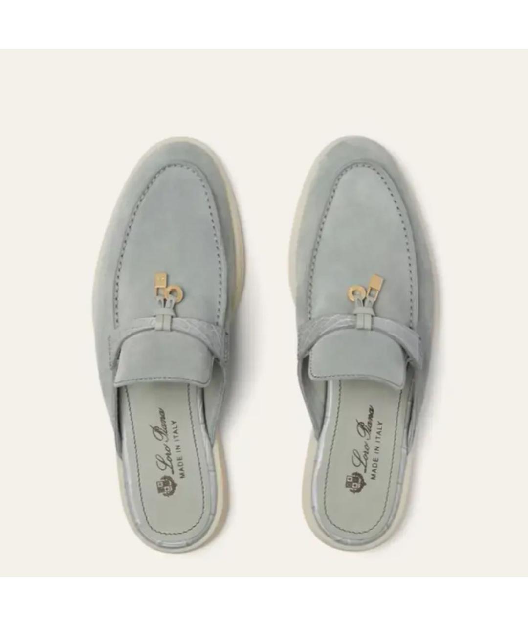 LORO PIANA Серые замшевые лоферы, фото 4