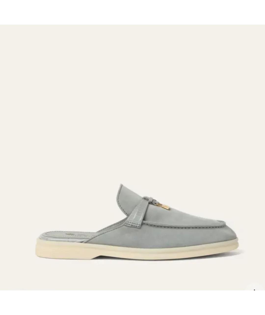 LORO PIANA Серые замшевые лоферы, фото 6