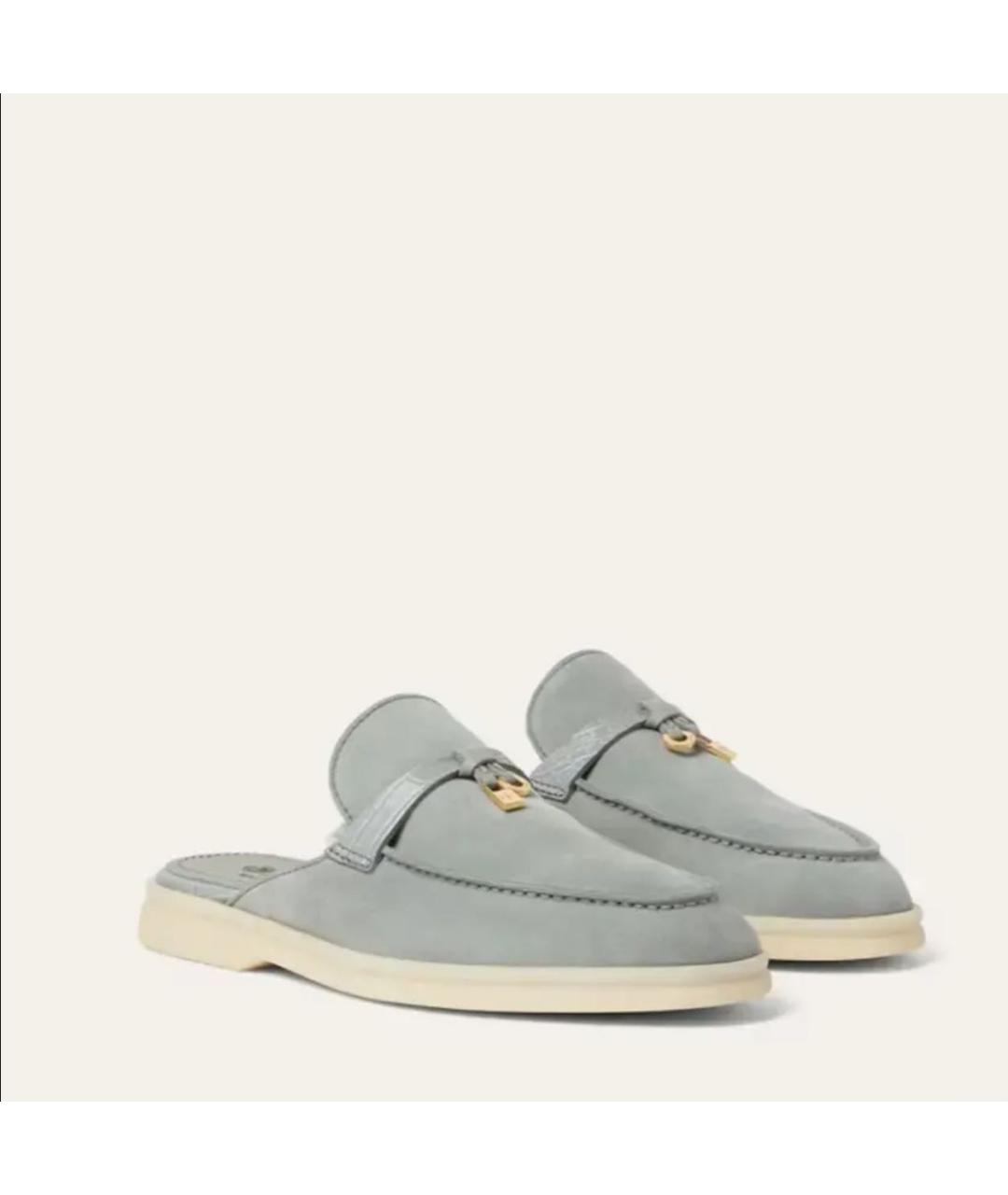 LORO PIANA Серые замшевые лоферы, фото 2