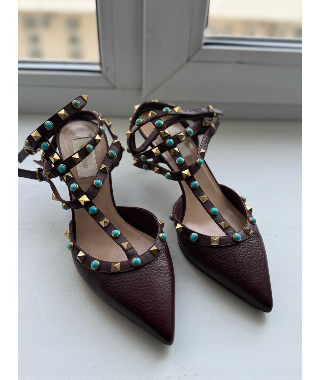 VALENTINO Бордовые кожаные туфли, фото 2