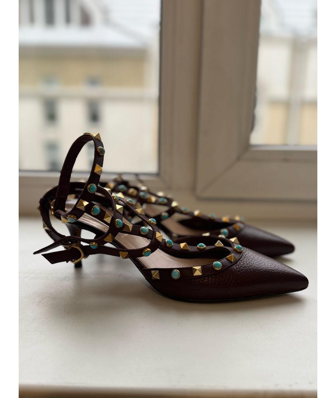 VALENTINO Бордовые кожаные туфли, фото 7