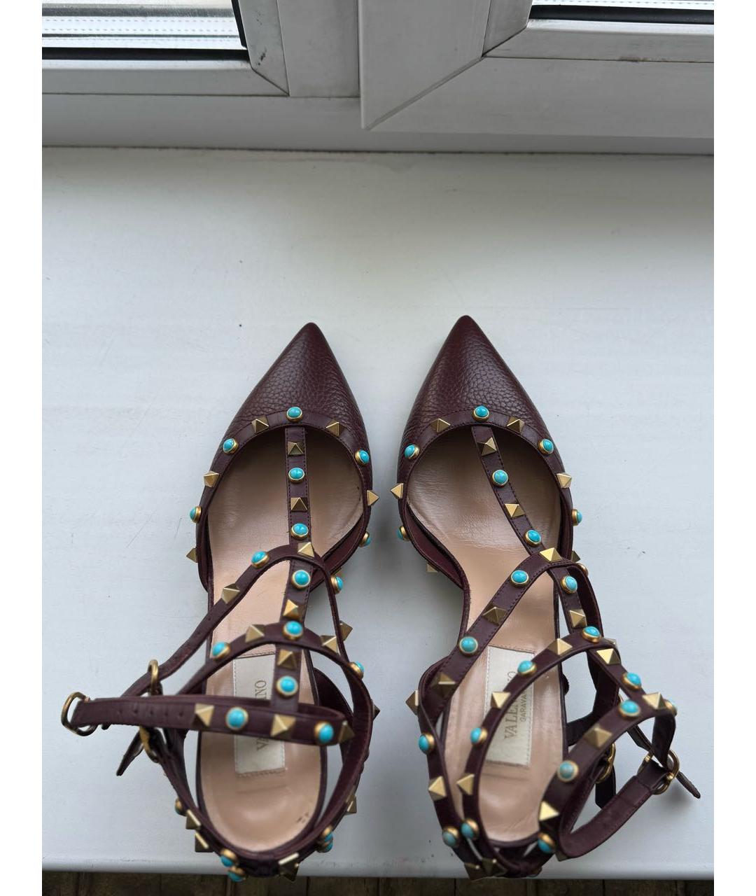 VALENTINO Бордовые кожаные туфли, фото 5