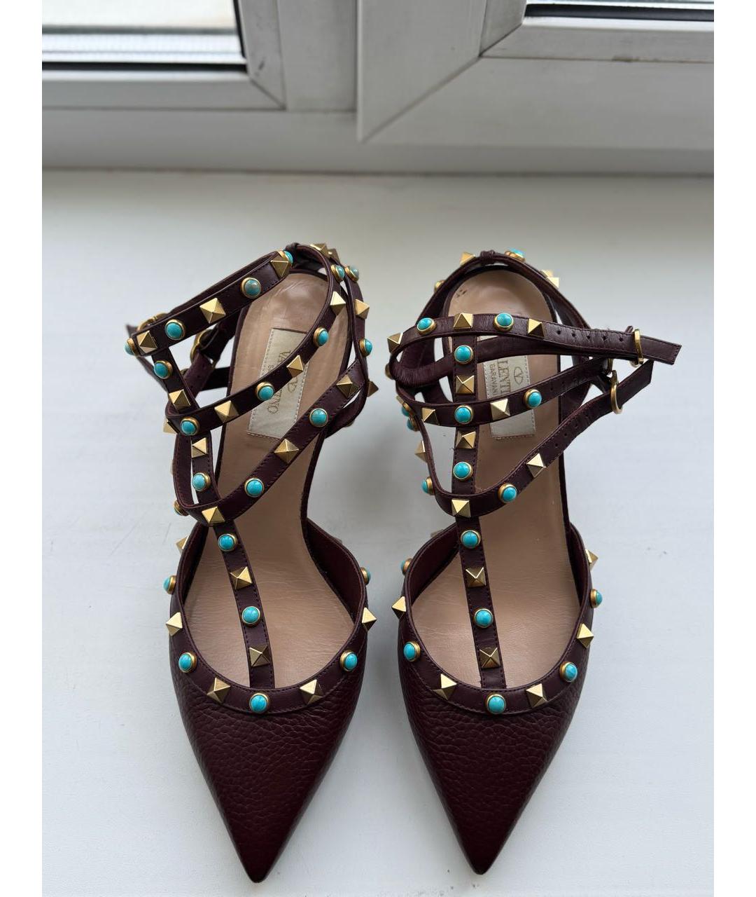 VALENTINO Бордовые кожаные туфли, фото 6