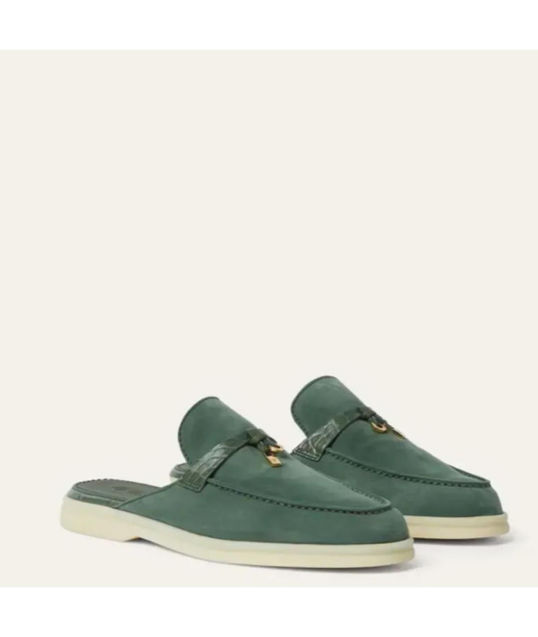 LORO PIANA Зеленые замшевые лоферы, фото 2