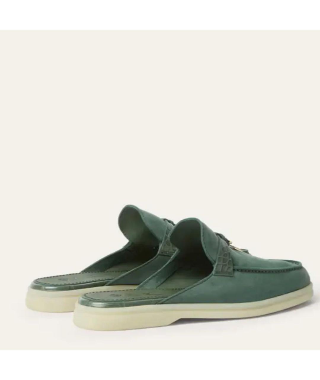 LORO PIANA Зеленые замшевые лоферы, фото 3