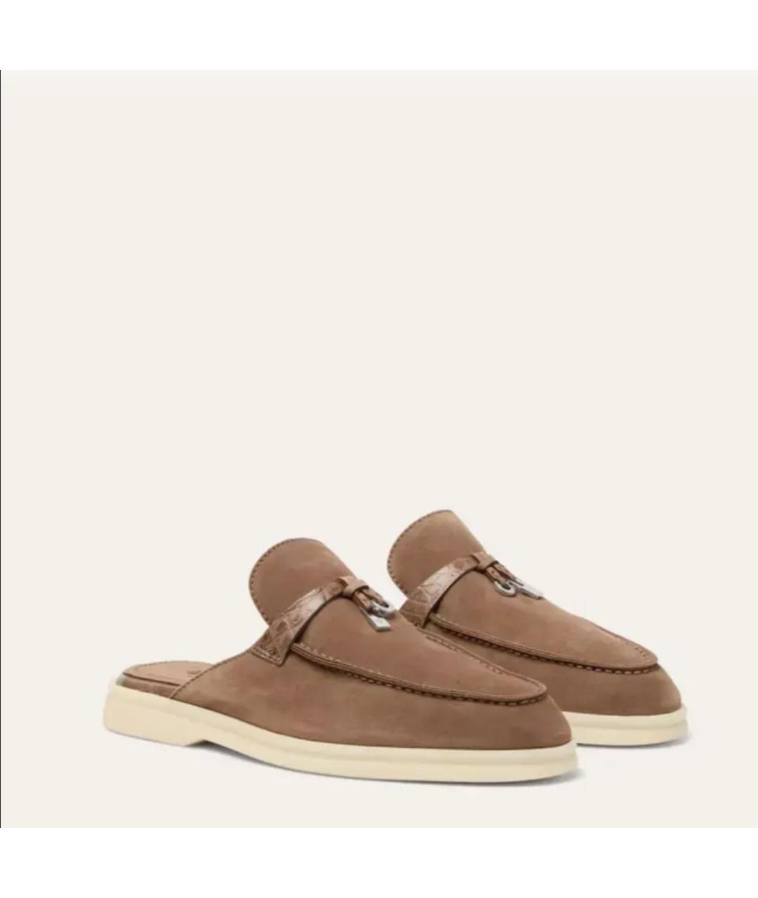 LORO PIANA Коричневые замшевые лоферы, фото 2