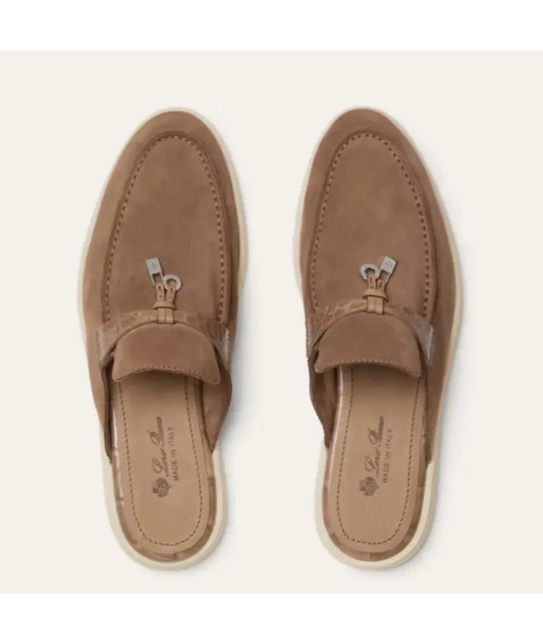 LORO PIANA Коричневые замшевые лоферы, фото 4