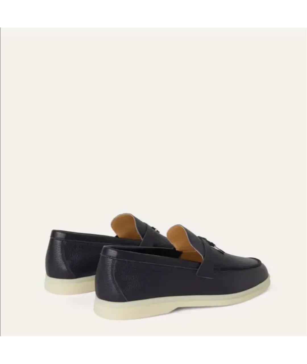 LORO PIANA Темно-синие кожаные лоферы, фото 3