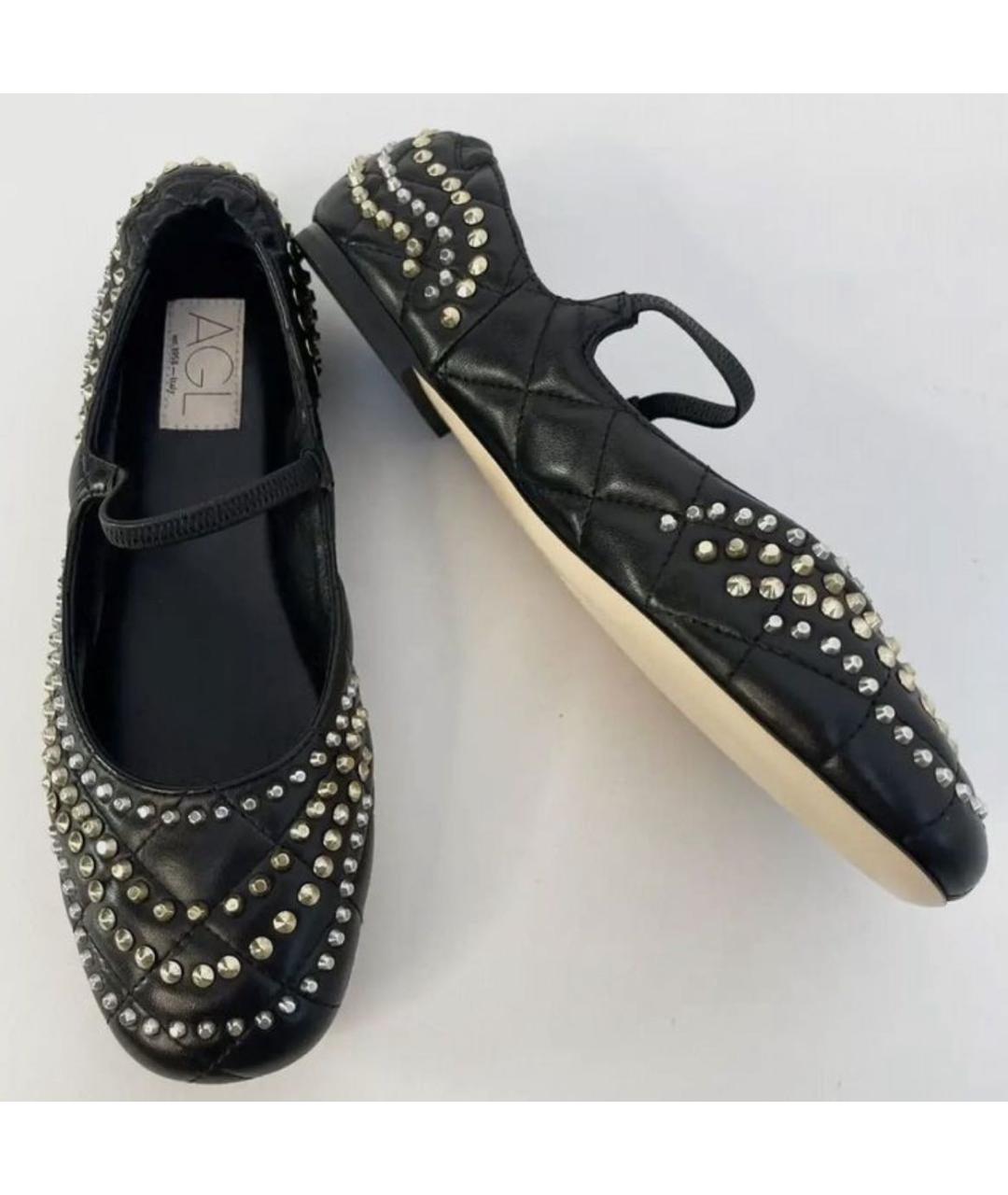 AGL Черные кожаные балетки, фото 6