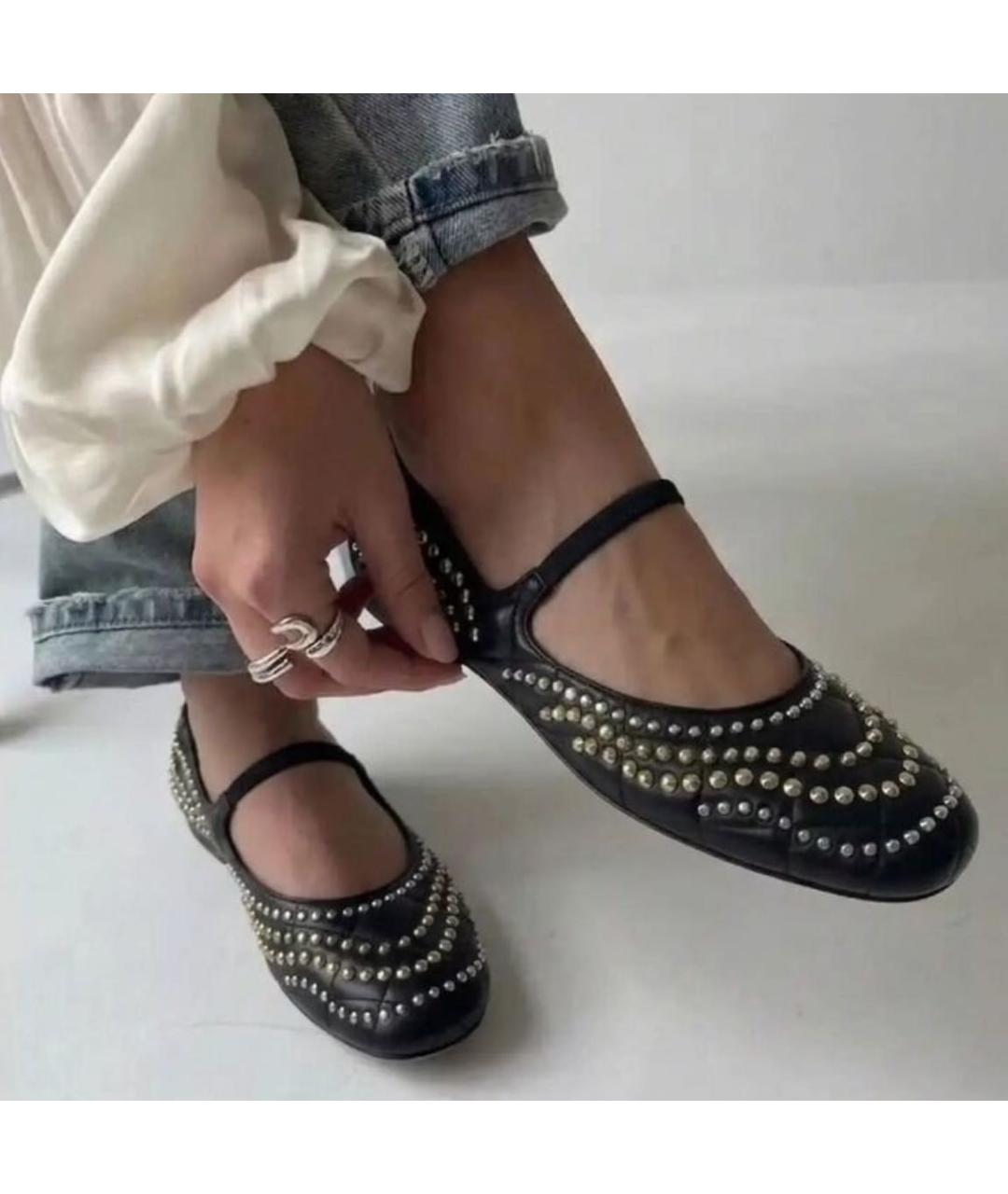 AGL Черные кожаные балетки, фото 7