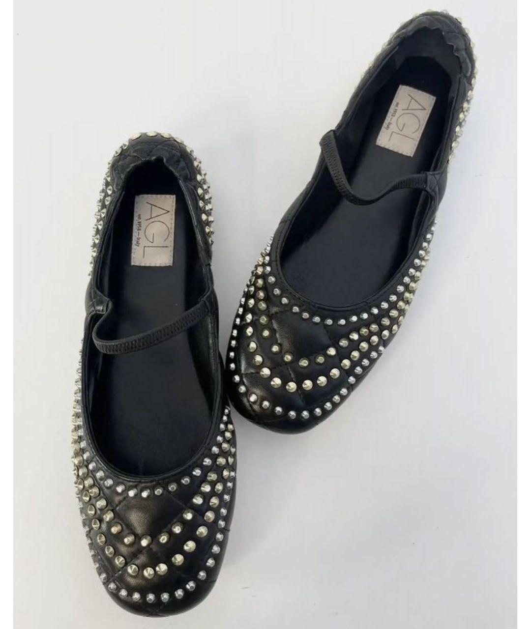 AGL Черные кожаные балетки, фото 3