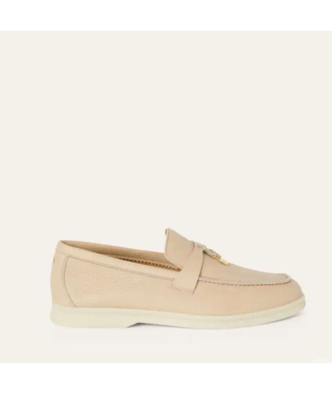 LORO PIANA Бежевые кожаные лоферы, фото 5