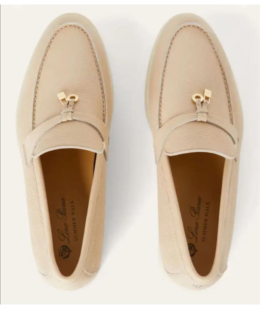 LORO PIANA Бежевые кожаные лоферы, фото 4