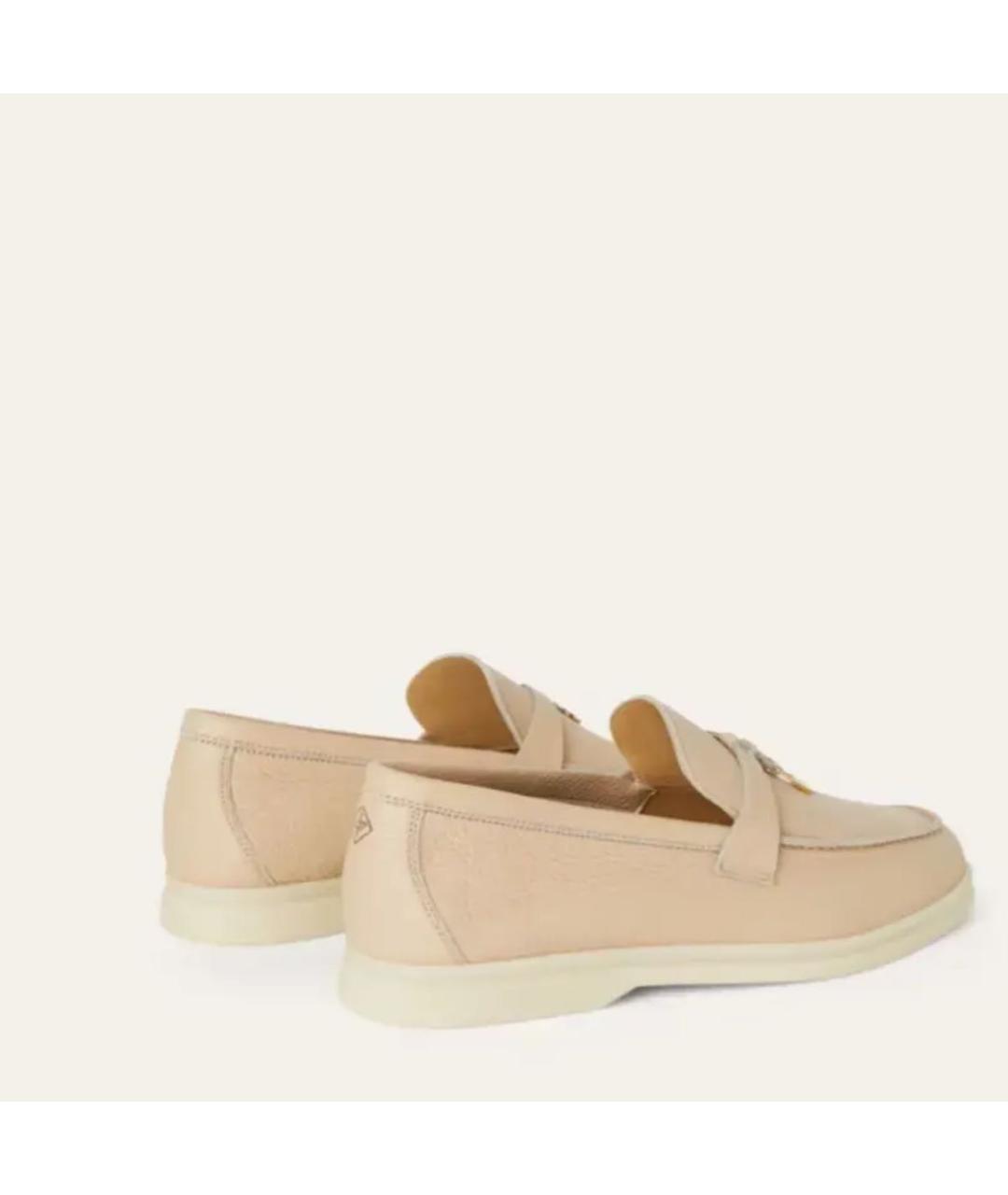 LORO PIANA Бежевые кожаные лоферы, фото 3