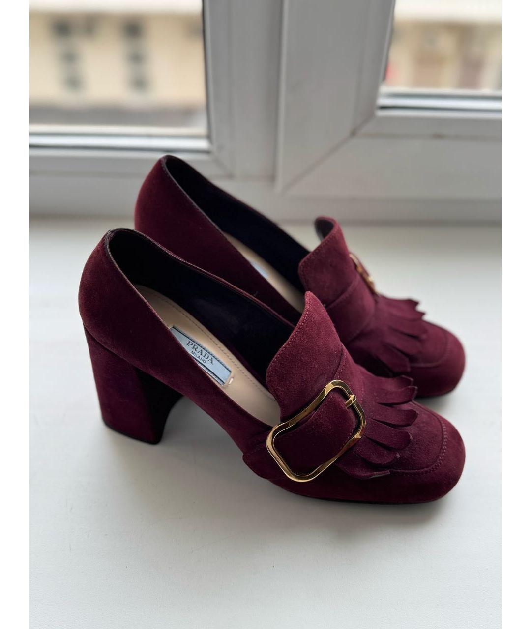 PRADA Бордовые замшевые туфли, фото 6